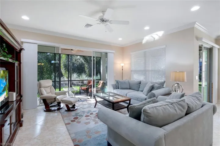 Family room with access to the lanai via glass sliding doors.