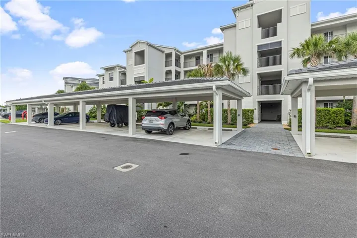 View of covered parking lot