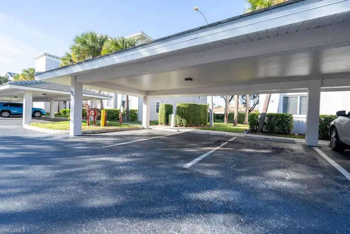 View of covered parking lot