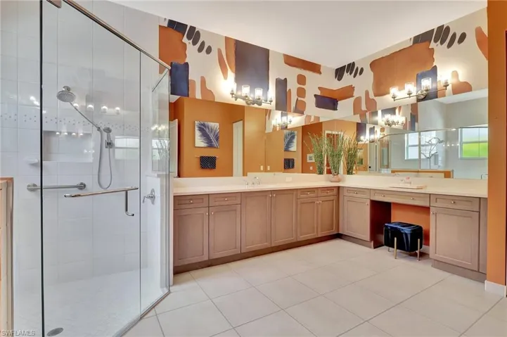 Master Bathroom with walk in shower and double sink vanity