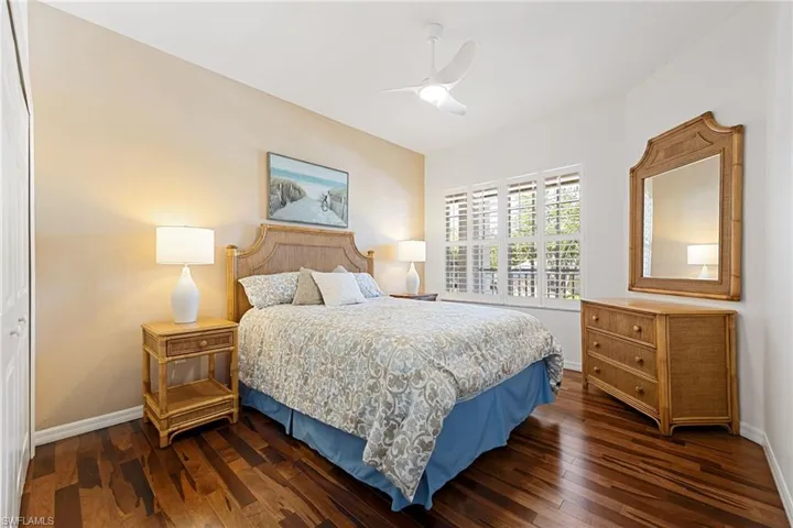 Large Front Guest Bedroom, Beautiful Engineered Hardwood floors, Plantation Blinds on windows, new lighted ceiling fan.