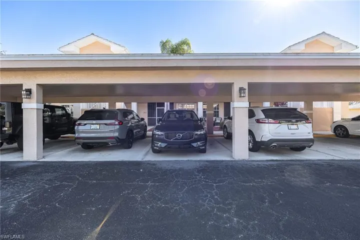 View of covered parking lot