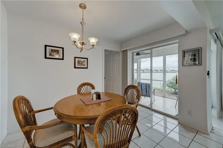 Dining area with lake view.
