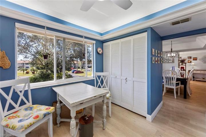 Breakfast area. Laundry behind the louver doors.