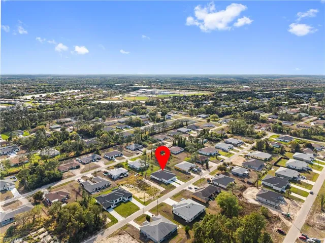 Aerial perspective of suburban area