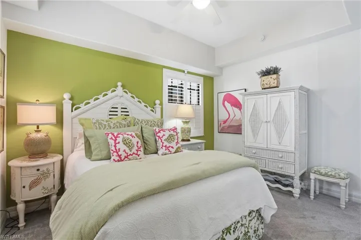 Bedroom featuring carpet flooring and ceiling fan