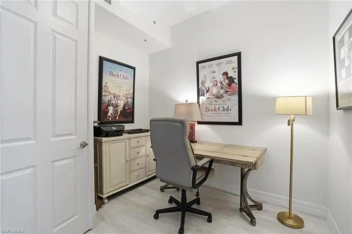 Office area featuring light wood-type flooring