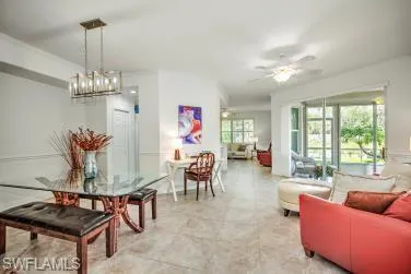 Dining room featuring a ceiling fan