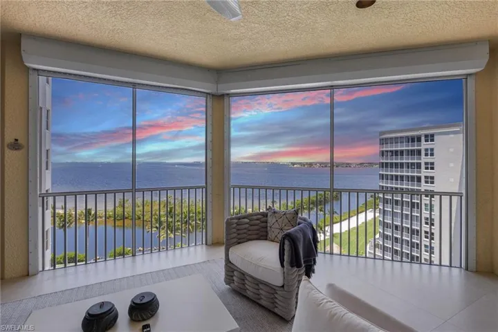 Awe inspiring views of the river from your lanai offering hurricane protection.