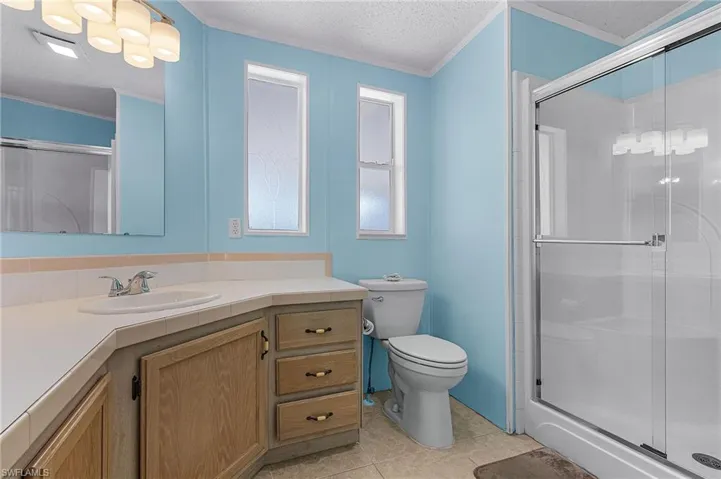 Large primary bath with walk-in shower.