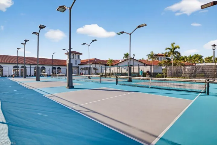 View of pickleball courts