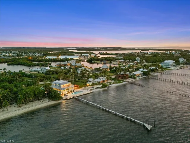 Aerial view at dusk of a water view