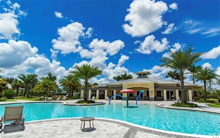View of swimming pool with a patio area