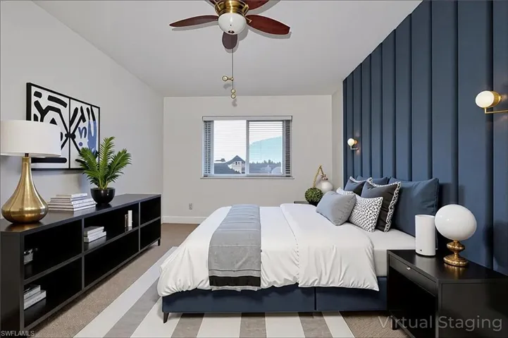 Virtually staged master bedroom