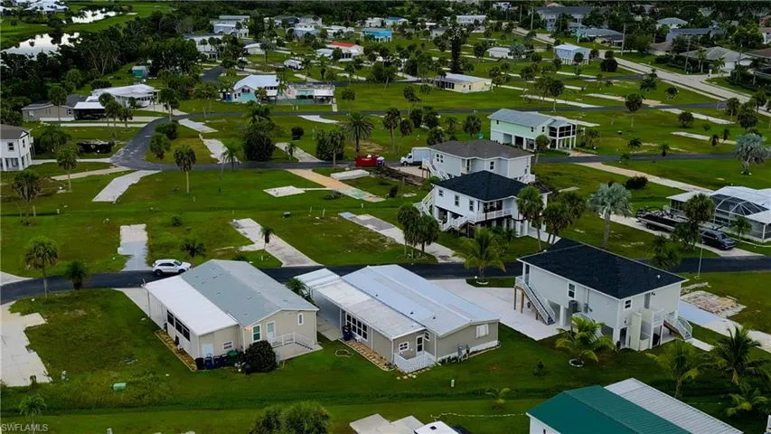 Aerial perspective of suburban area