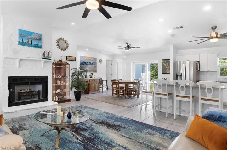Fresh, beautiful island feel complete with a fireplace if it gets chilly during the winter!