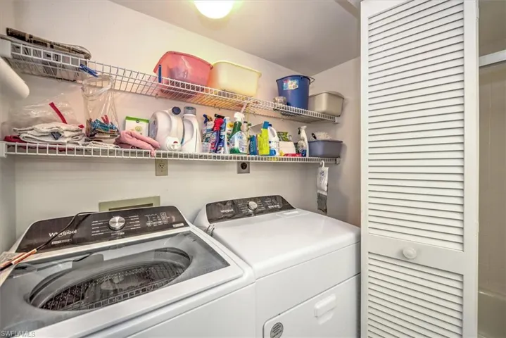 Clothes washing area with washer and dryer