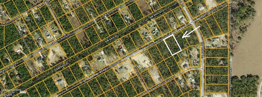 Aerial overview of property's location with property boundaries highlighted
