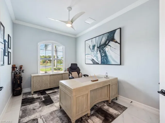 Office with staged furniture.
