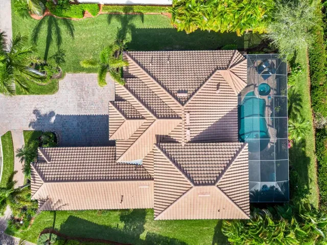 Aerial view of a pool area