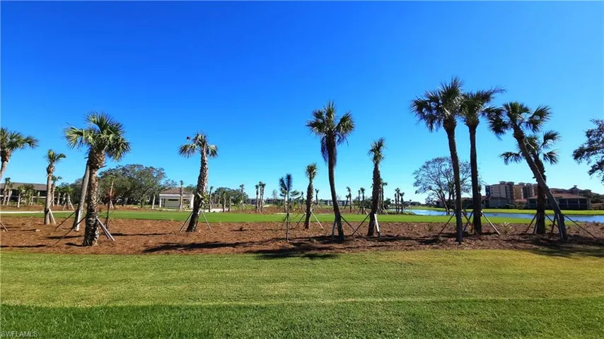 View of property's community with a yard
