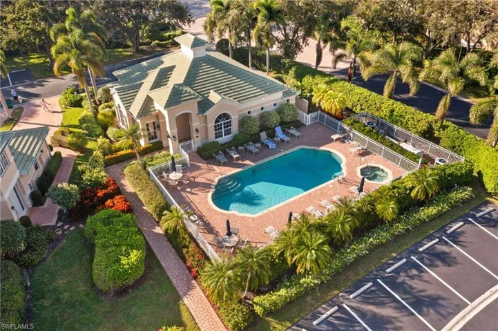Bird's eye view pool and clubhouse
