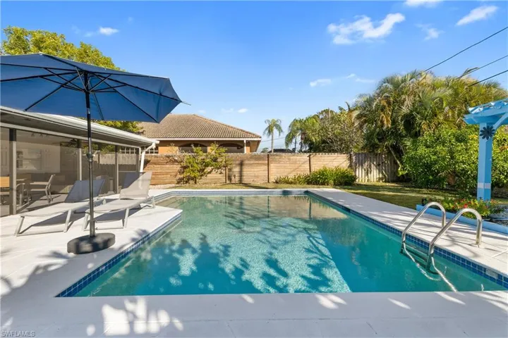 View of pool with a fenced backyard and a patio
