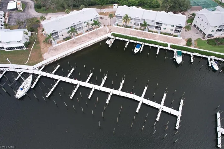 Bird's eye view of a nearby body of water
