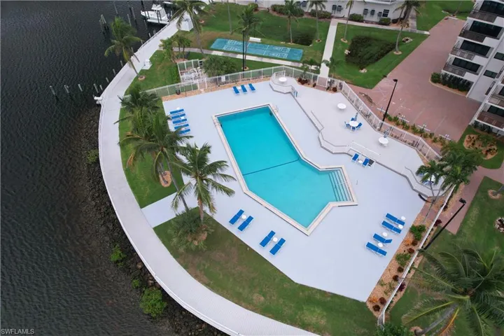 Aerial view of a pool area