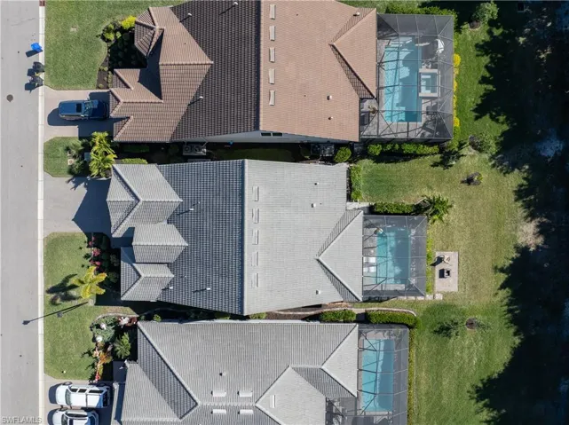Drone / aerial view of a pool