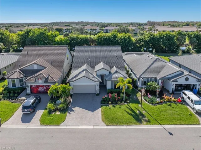 Aerial perspective of suburban area