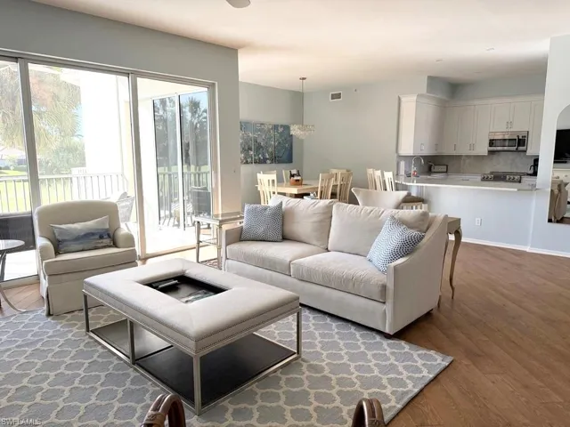 Living area with wood finished floors