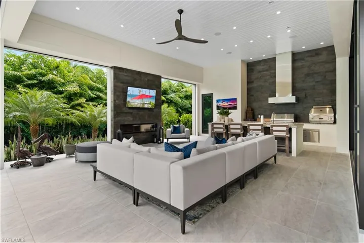 Lanai with electric screens and shutters