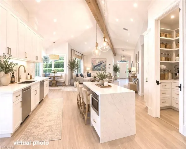 Virtually renovated and virtually staged for illustration purposes.
