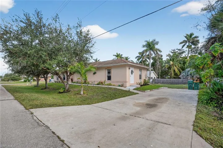 Rear entrance and driveway.