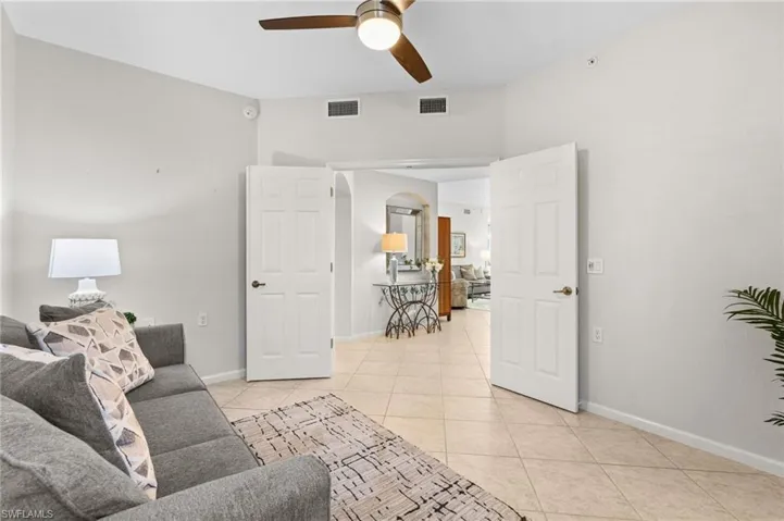 Den with double doors