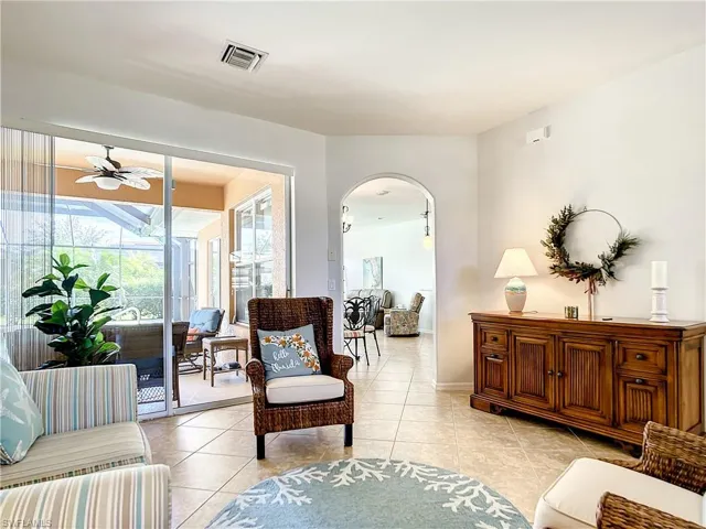 Great room leading to family room and kitchen