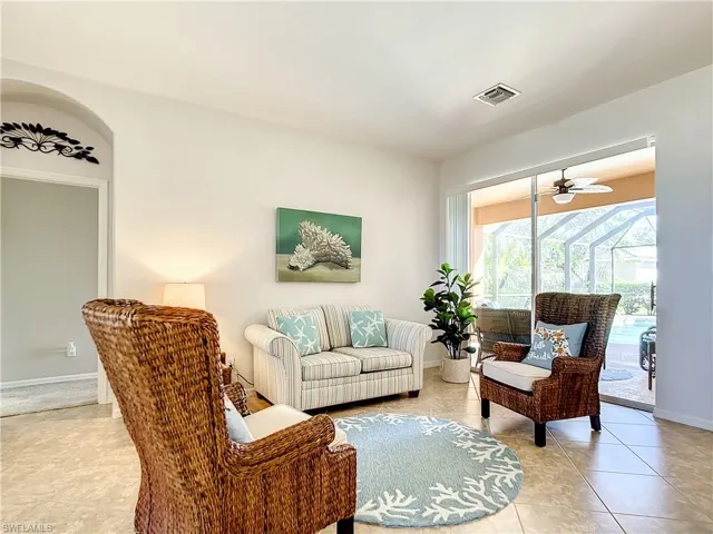 Great room with sliding doors.