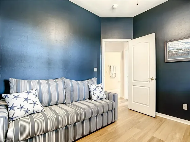 Den or  4th bedroom with wood like plank flooring