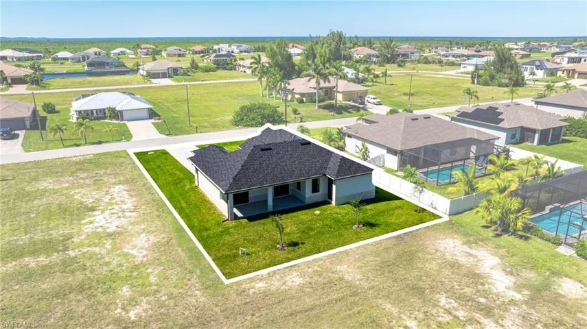 Aerial perspective of suburban area
