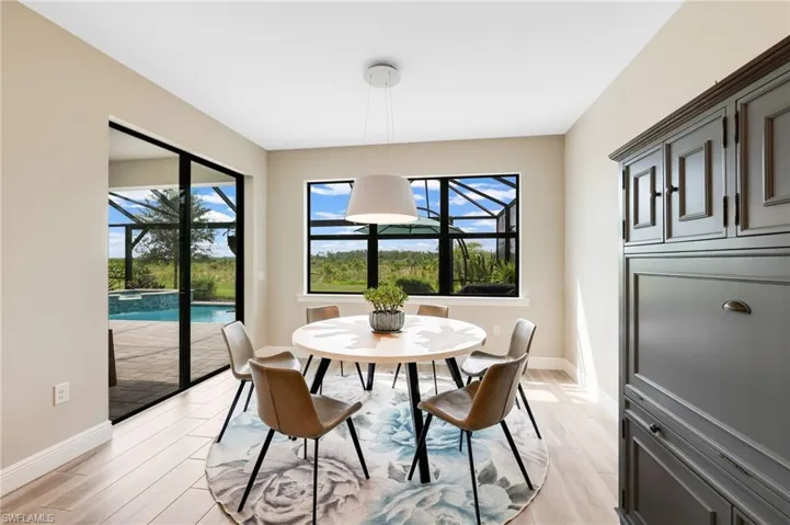 Dining space featuring light wood-type flooring