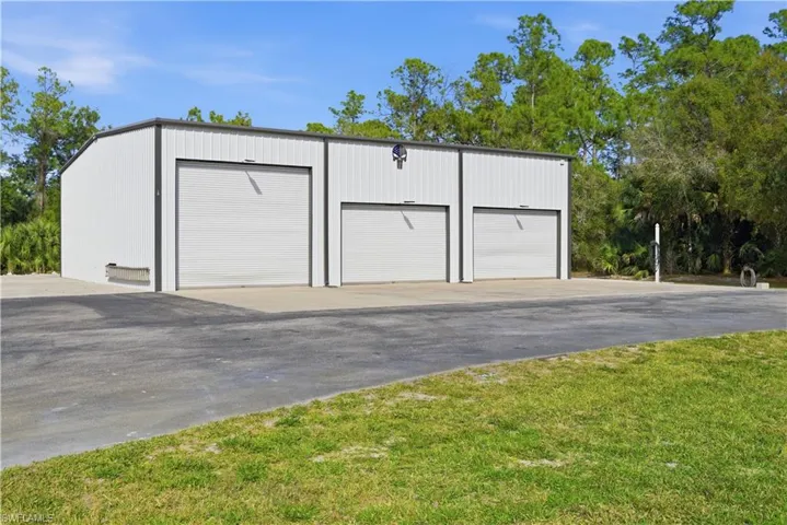 View of detached garage