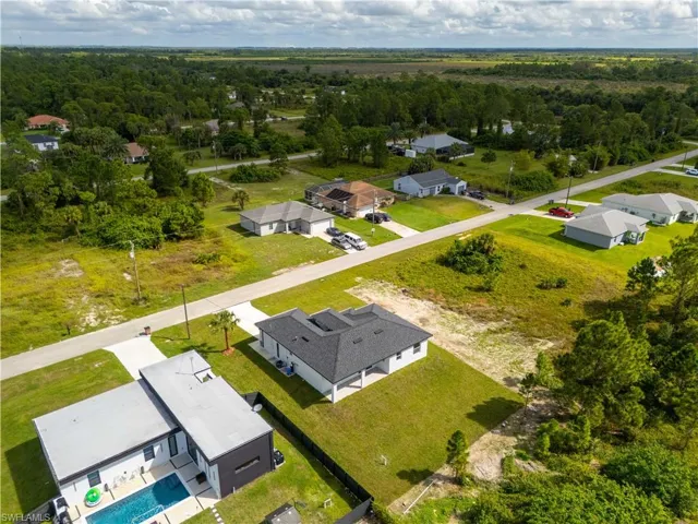 Aerial perspective of suburban area