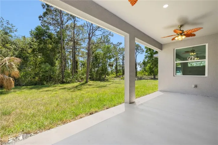 View of patio / terrace with a ceiling fan