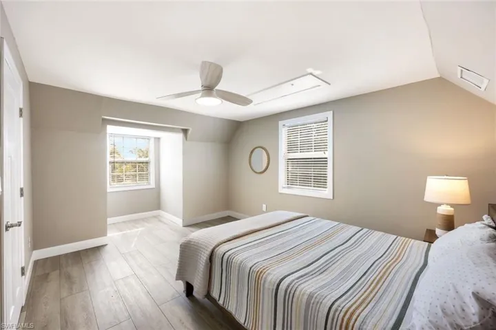 Second floor guest bedroom is privately tucked away from the main living area.