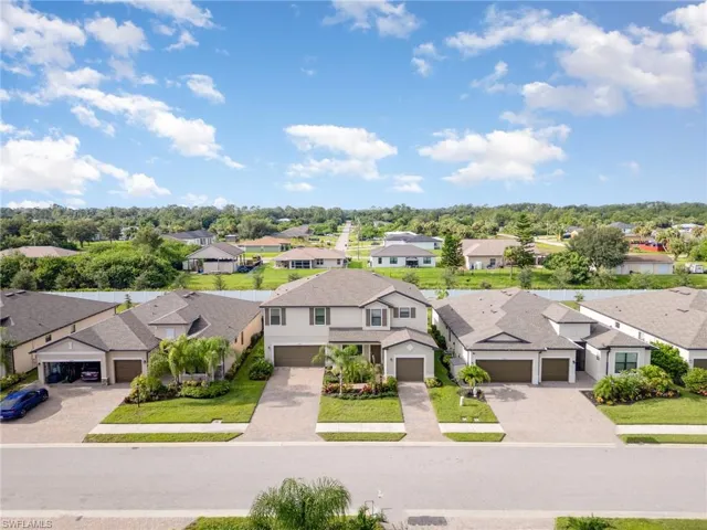 Aerial perspective of suburban area