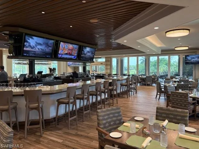Dining and bar area inside Imperial Clubhouse