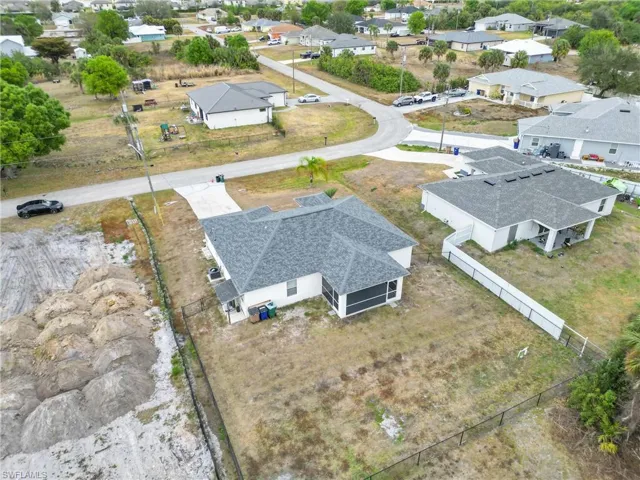 Aerial perspective of suburban area