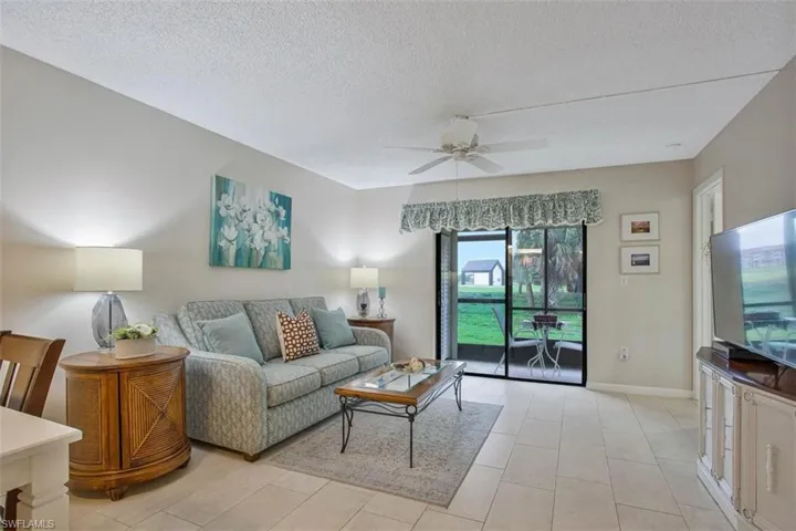 Comfy living room space with view to the outdoors