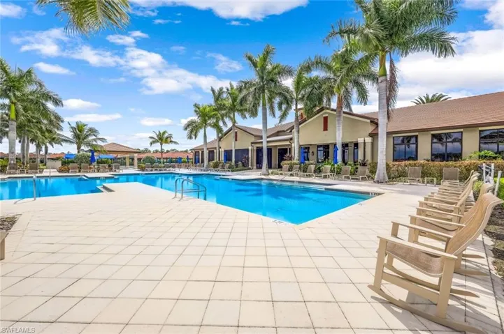 View of swimming pool with a patio